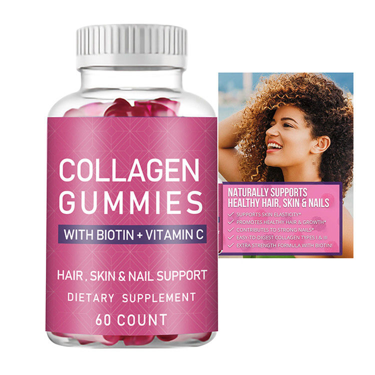 Oem Hot Sale Collagen Gummy Private Label Organic Vegan Collagen Biotine Gummy Voor Haargroei Sterkere Nagels En Huid