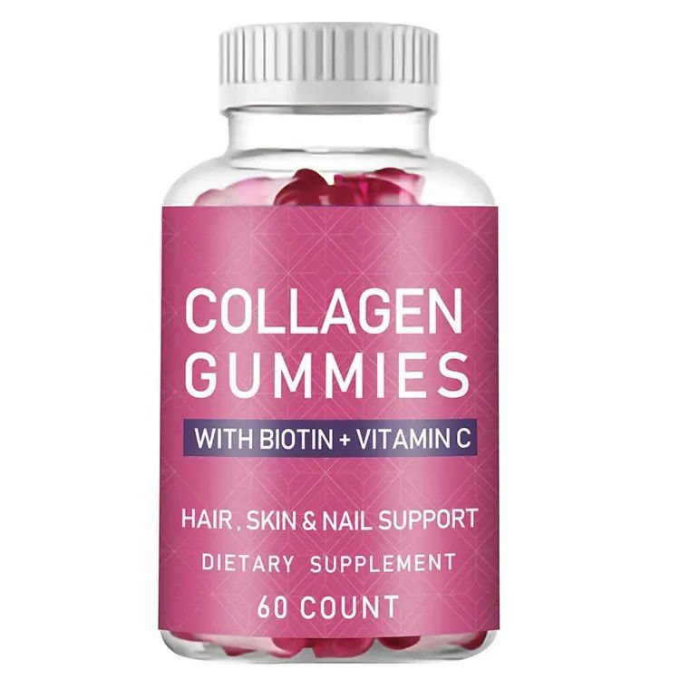 Oem Hot Sale Collagen Gummy Private Label Organic Vegan Collagen Biotine Gummy Voor Haargroei Sterkere Nagels En Huid