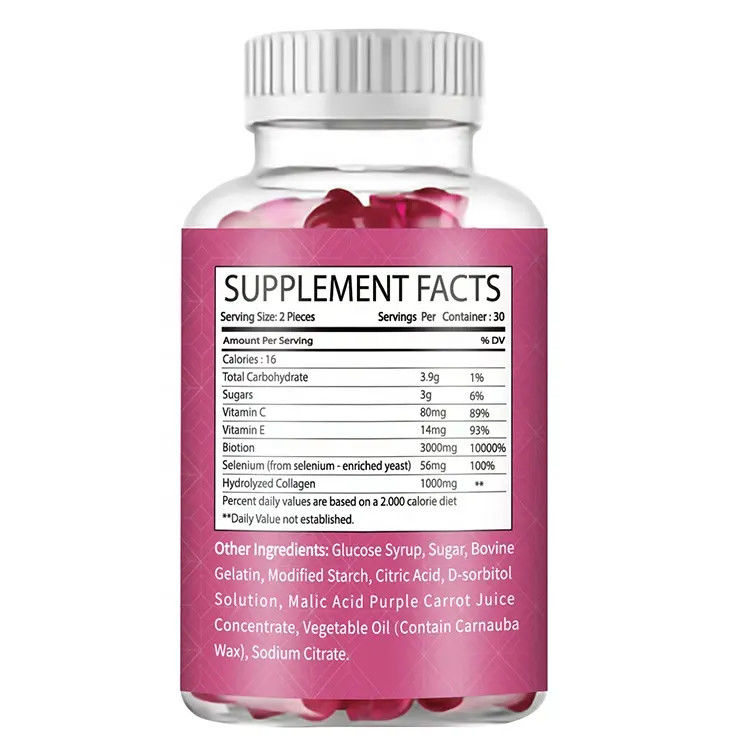 Oem Hot Sale Collagen Gummy Private Label Organic Vegan Collagen Biotine Gummy Voor Haargroei Sterkere Nagels En Huid