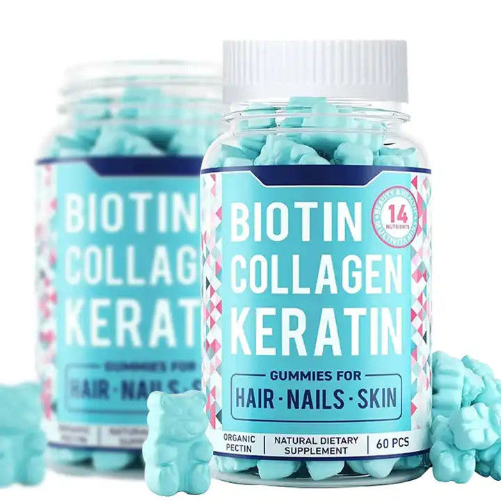 Oem Private Label Organic Vegan Starburst Gummy Candy Haargroei Nagels En Huidverzorging Vitaminen Collageen Biotine Gummies