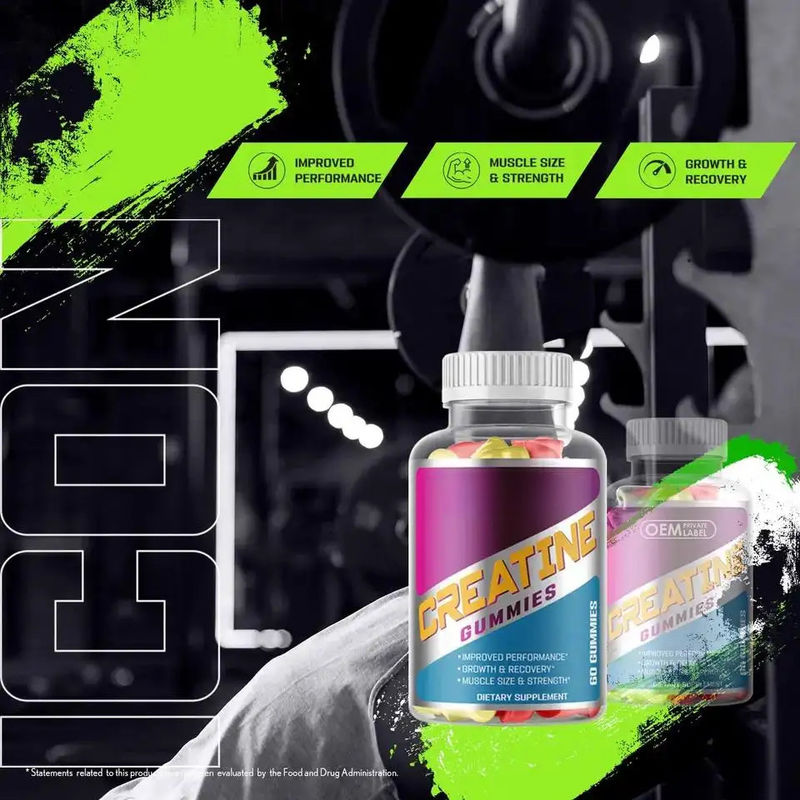 Private Label Vegan Supplementen Bcaa Creatine Monohydraat Gummy Pre Workout Energy Creatine Gummies