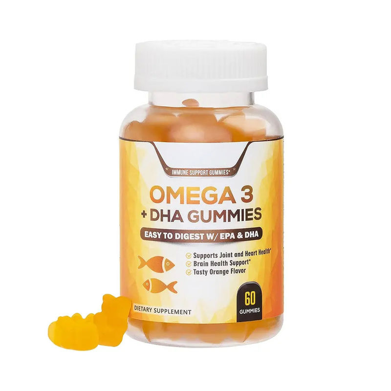 Private Label Vegan Kids Dha Gummy Candy Supplementen Gehirn Ondersteuning Intelligentie Booster Visolie Omega 3 Gummies