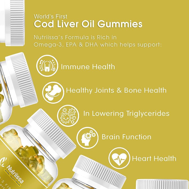 Biologische kabeljauwleverolie Gummilolie Gummilolie Rijk aan omega-3, Epa Dha, Vitaminen