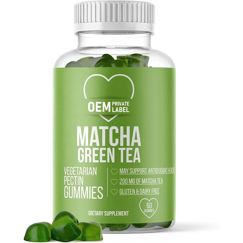 Organic Matcha Gummy voor gezonde spijsvertering&antioxidant ondersteuning Vegan Matcha Groene Thee Gummy voor detox & reinigen en genezen