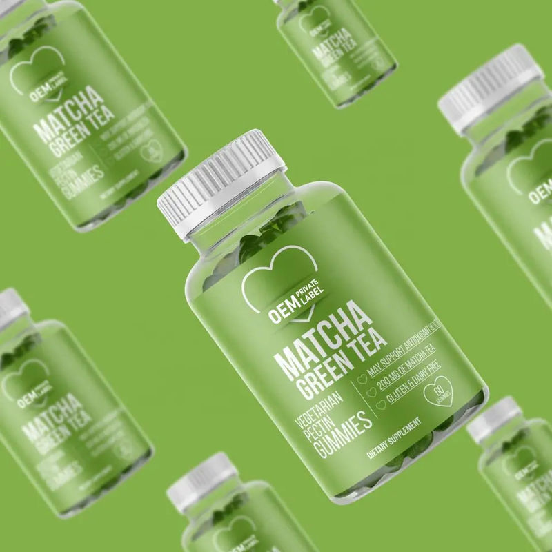 Organic Matcha Gummy voor gezonde spijsvertering&antioxidant ondersteuning Vegan Matcha Groene Thee Gummy voor detox & reinigen en genezen