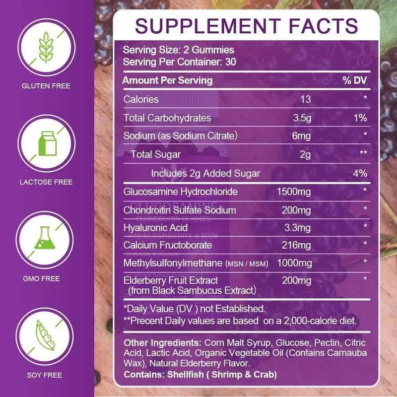 Oem Private Label Msm Elder Supplement Glucosamine Chondroïtine Gummies Met Gelen Ondersteuning En Antioxidant Immuun