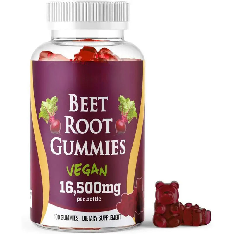 Oem Privé Label Suikervrij Biologische Bietenwortel Gummies Voor Hartgezondheid Energie Verhoog Bloeddruk Ondersteuning