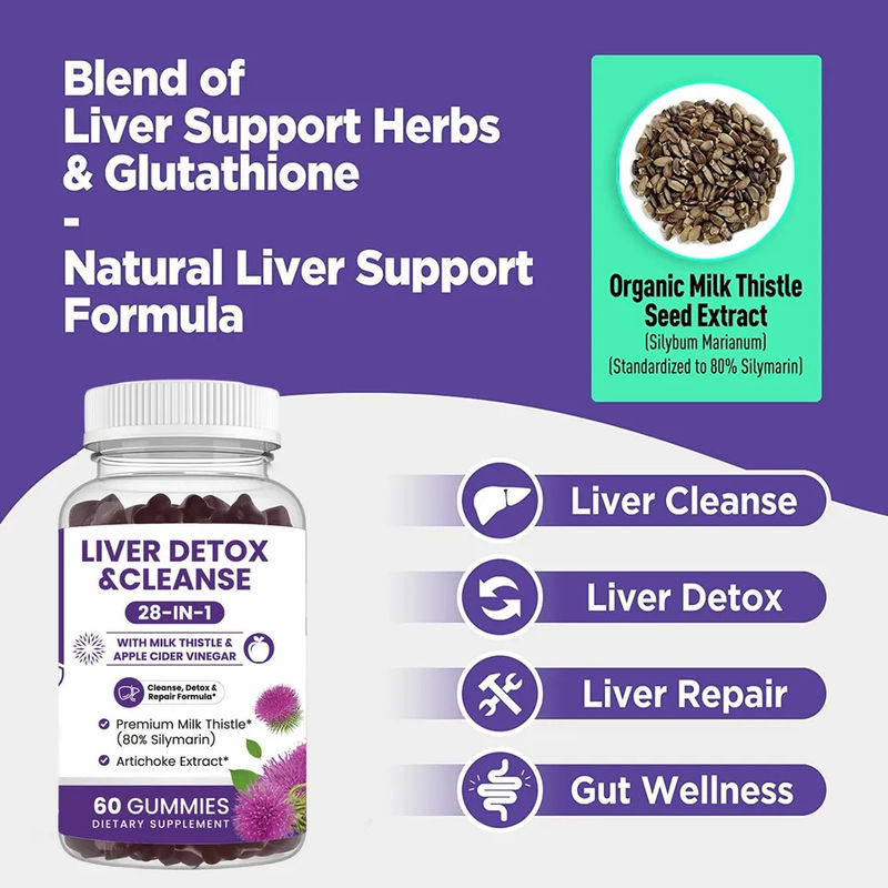 Oem Private Label Milk Thistle Extracten Vegan Detox Lever Detox Gummy Candy Milk Thistle Gummy