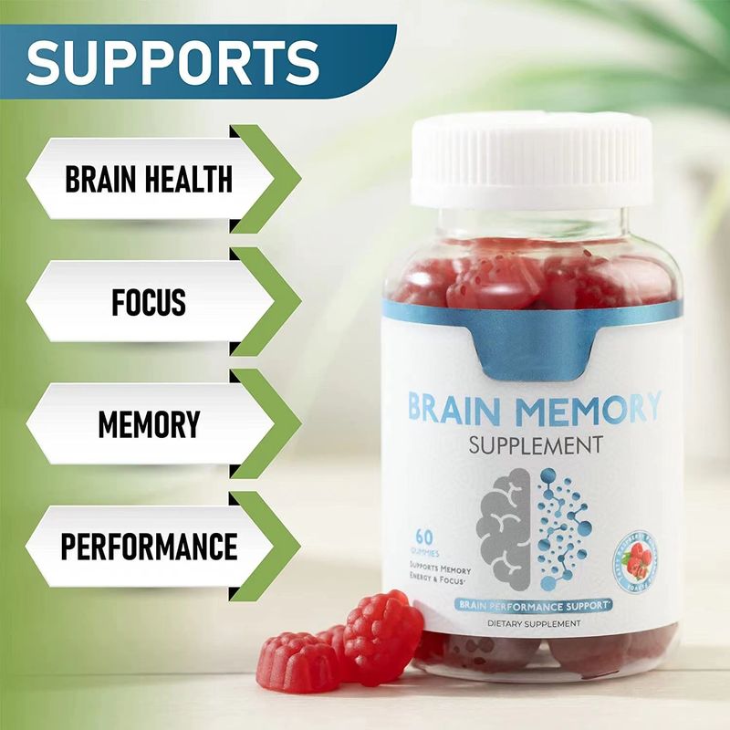 Oem Private Label Vegan Gummy Candy Focus Verbetert geheugen Nootropics Brain Booster Supplement Nootropic Gummies