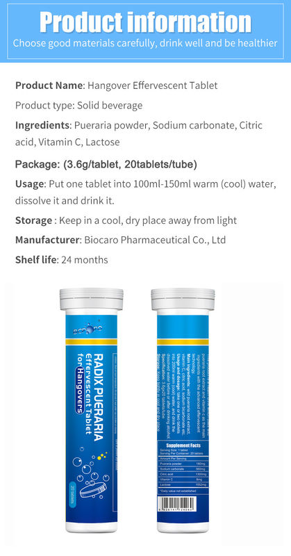 Oem Private Label Op maat gemaakte formule kruidensupplementen leverbescherming katerverlichting bruisende tabletten